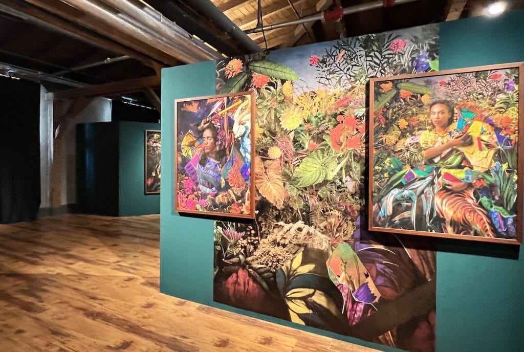 Colorful contemporary art exhibition displayed inside a gallery in an Istanbul art gallery.